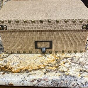 Elegant Tan Storage Box with Metal Studs